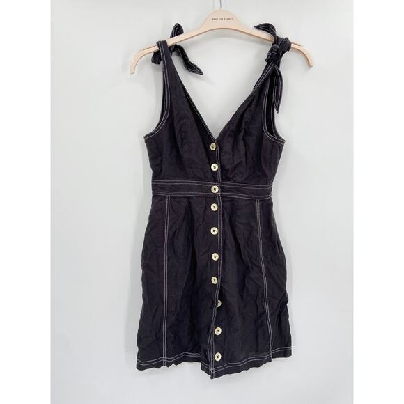 Free People London Town Overall Tie Shoulder Strap Button Front Black Dress NWT - Picture 3 of 6